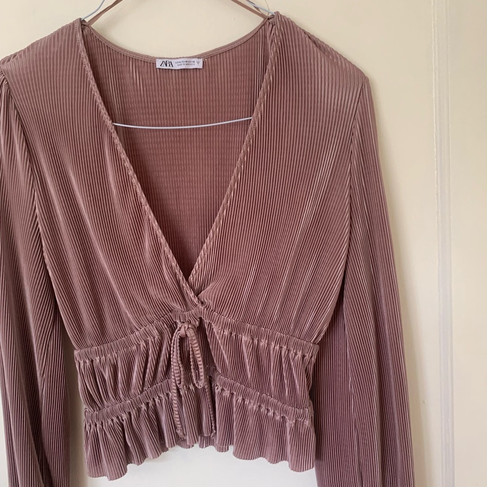 Zara Ruffled Top (dark blush)